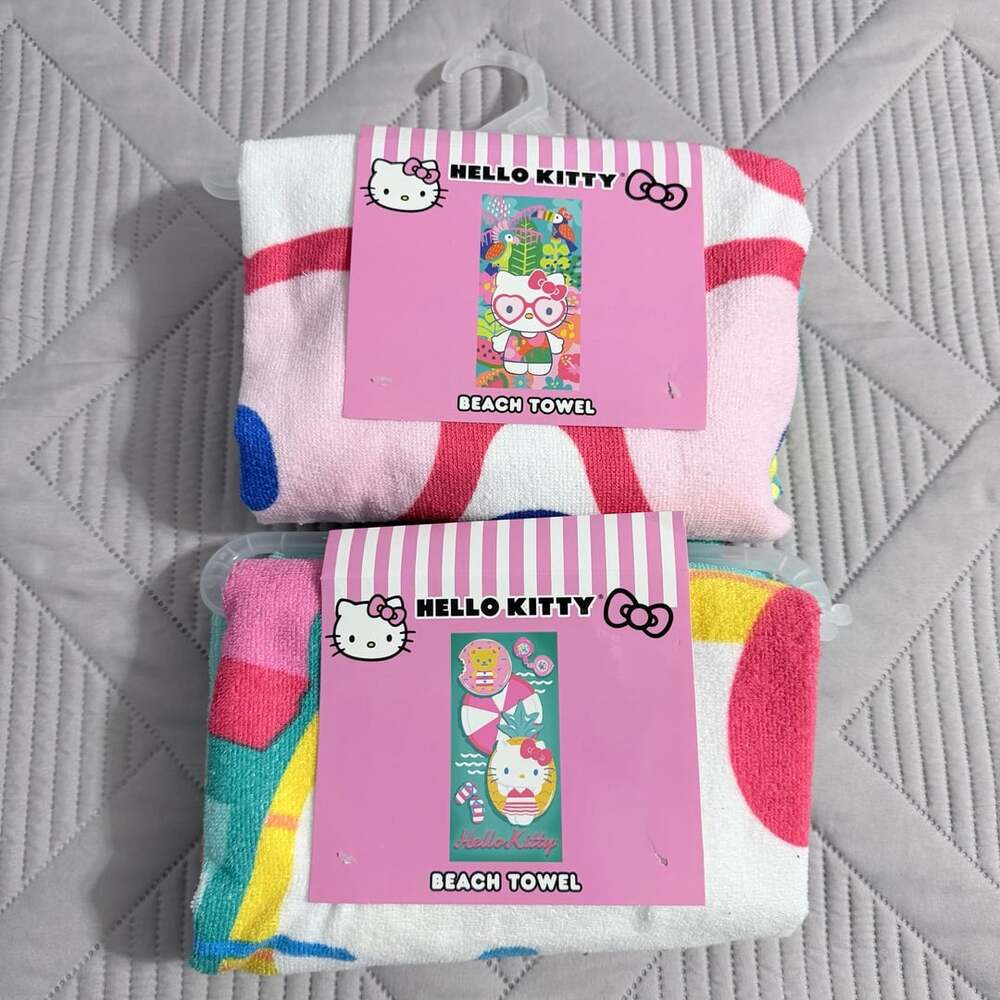 Hello Kitty Beach Towel Size 27In x 54In Pink Polyester